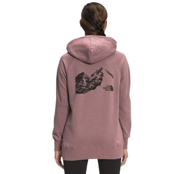 North Face Snowy Mountain Graphic Pullover Hoodie Mauve Color - Picture 2 of 9